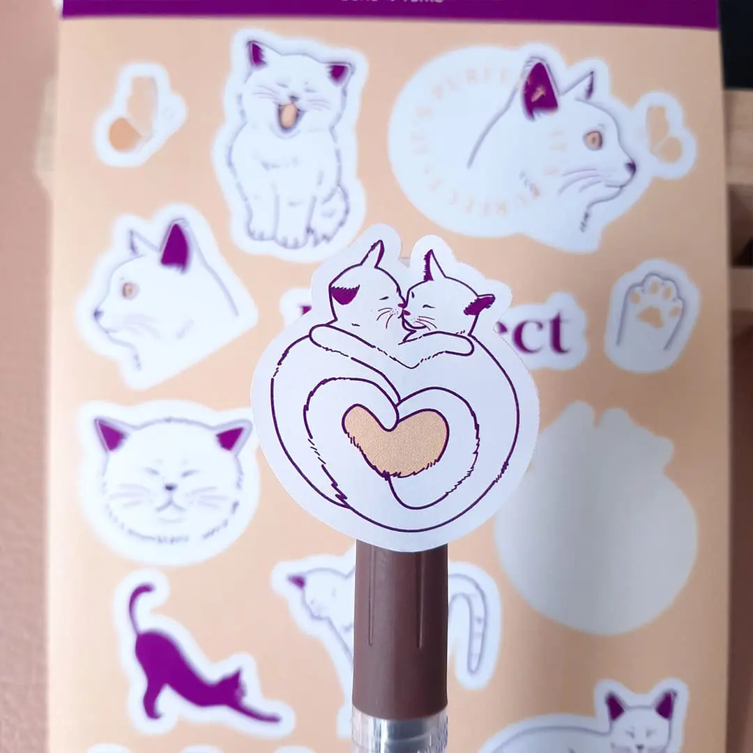 Purple cat A6 Sticker sheet | Journal | Scrapbook | Stationary