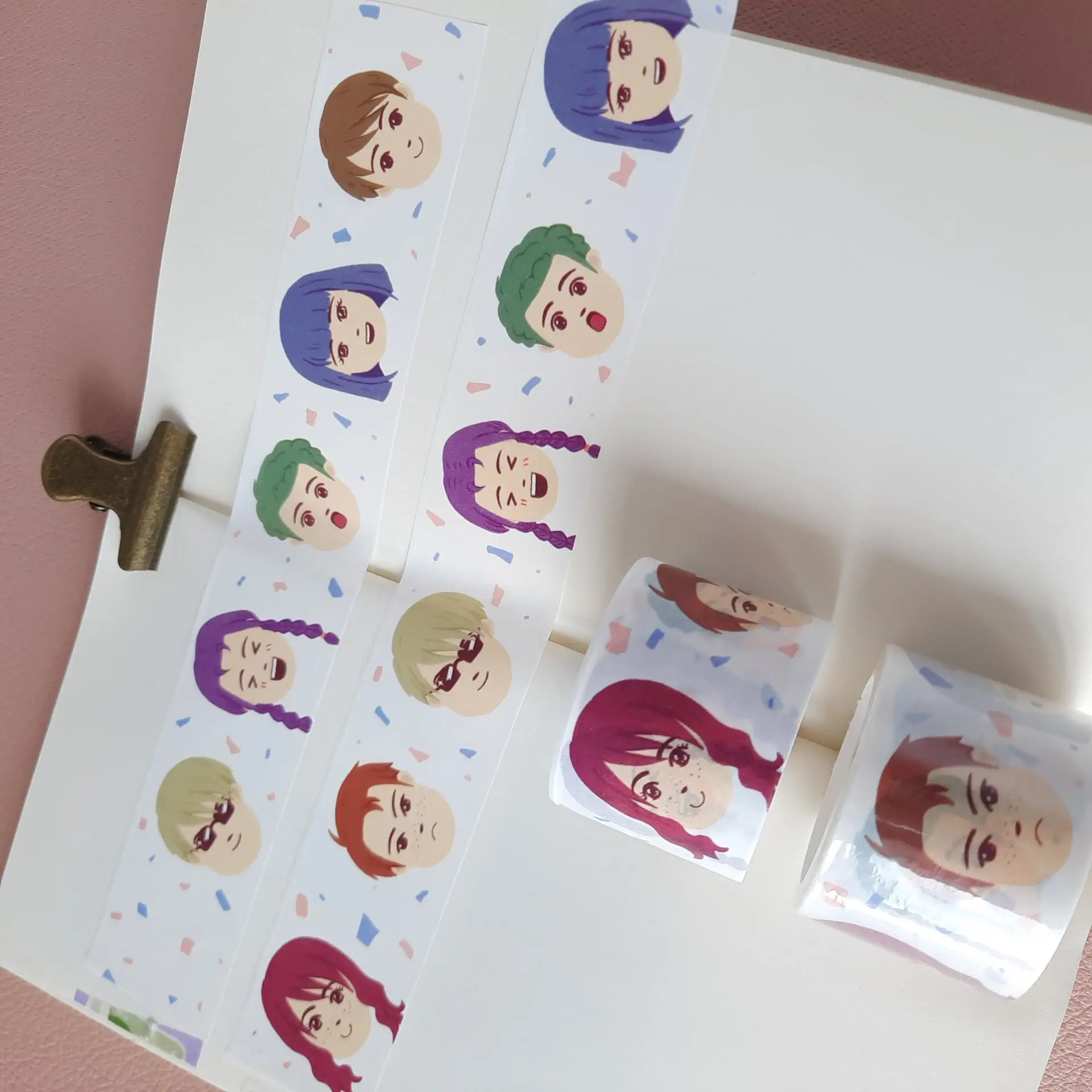 Happy faces illustration washi tape | Journaling | Book planner | Scrapbook