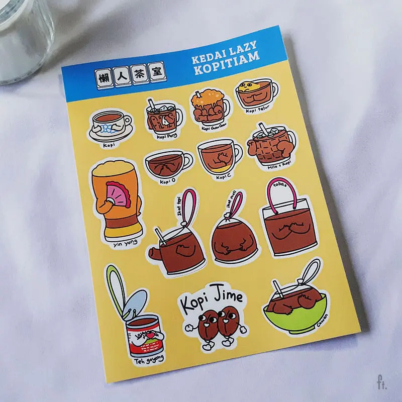 [A6 Sticker Sheet] Kopitiam Drinks Sticker Sheet/Kiss Cut Sticker/Waterproof