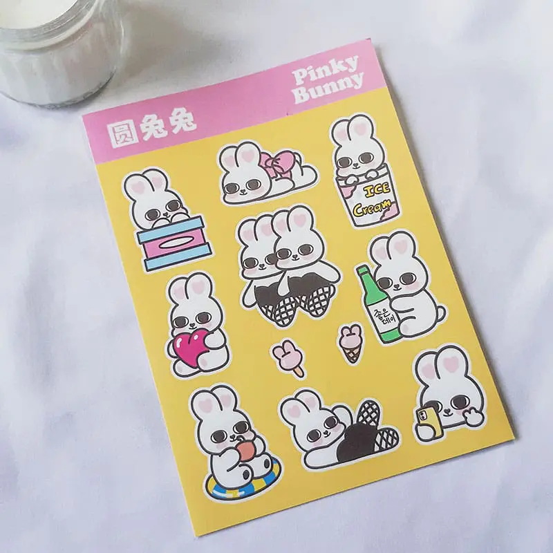 [A6 Sticker Sheet] Pinky Bunny Sticker Sheet/Kiss Cut Sticker/Waterproof