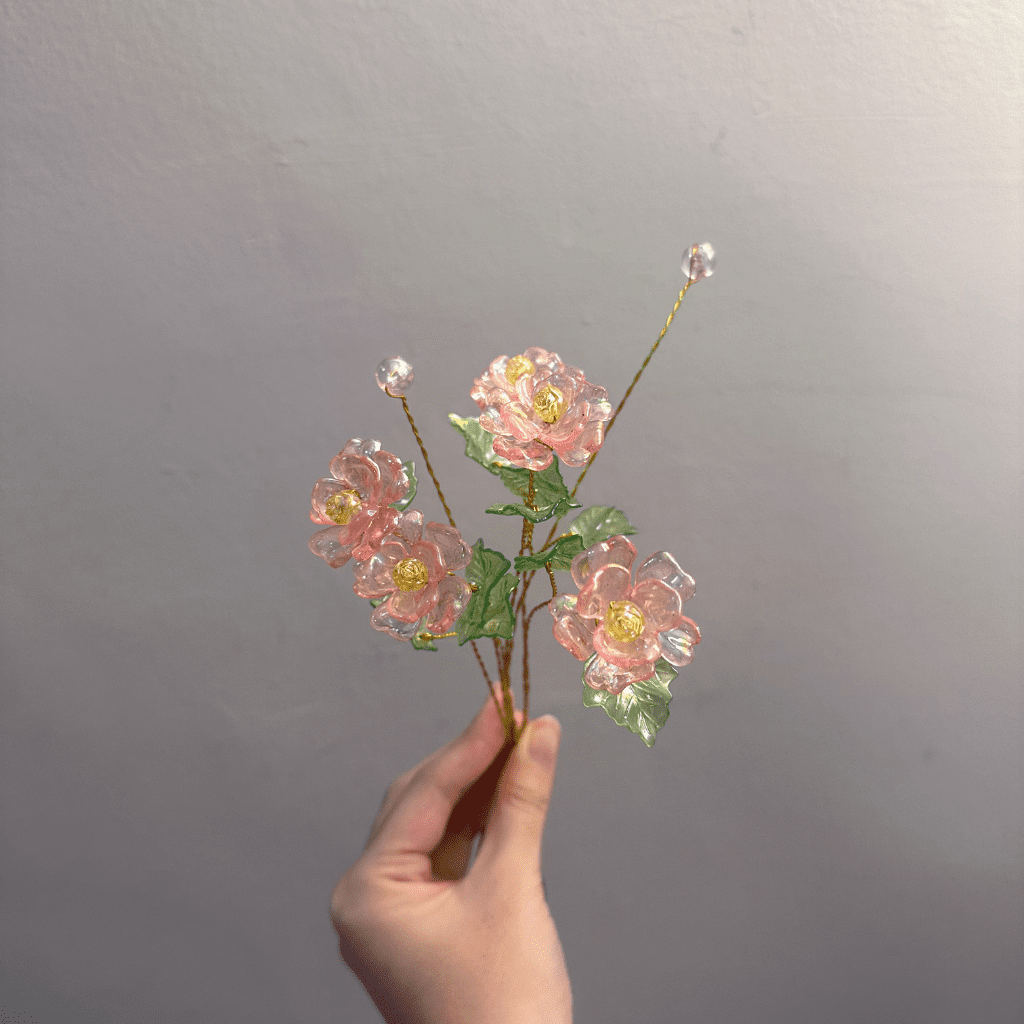 Acrylic Flower Stalk-PINK ROSE｜亚克力手作花（一支粉水晶玫瑰）