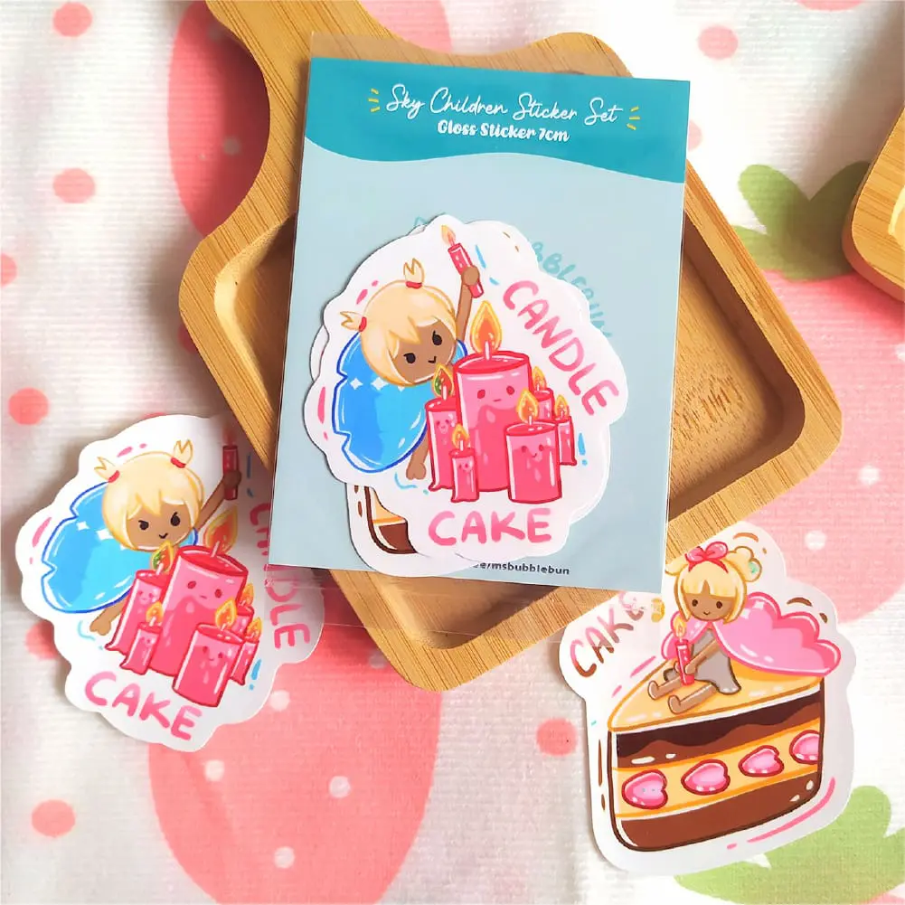Candle Children & Candle Cake Sticker Set (2pcs)