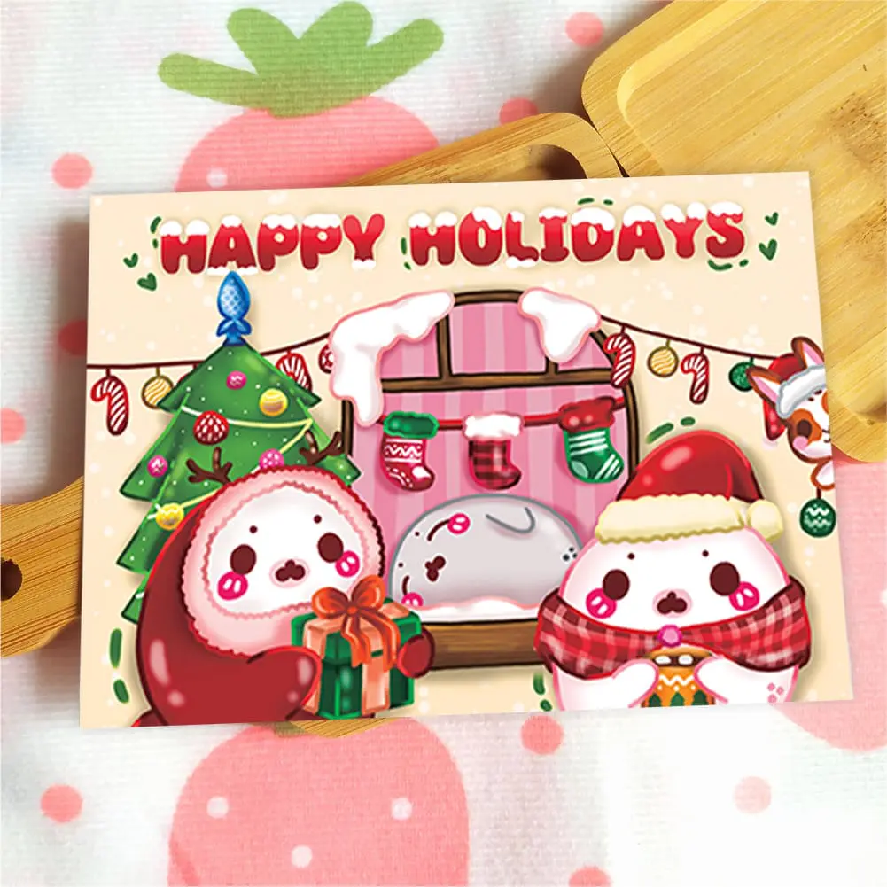 Seal Christmas A6 Postcard Art Print