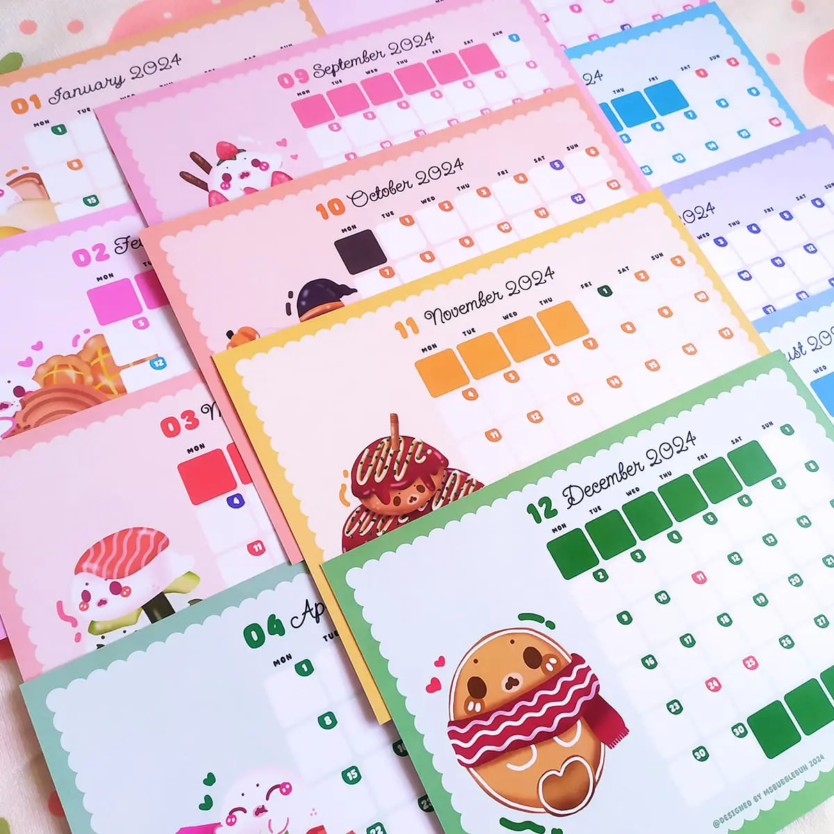 Harp Seal 2024 Calendar Card with Stand (Includes 12 Mini Stickers)