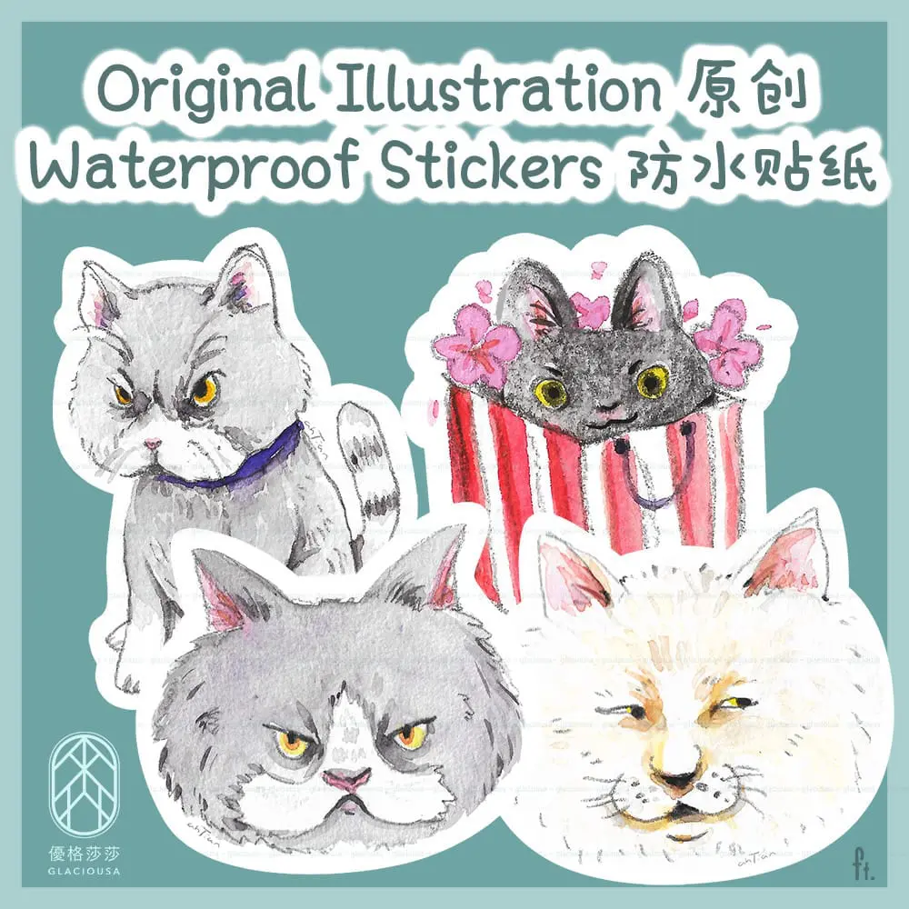 Waterproof Stickers - Original Illustration - Cats Series