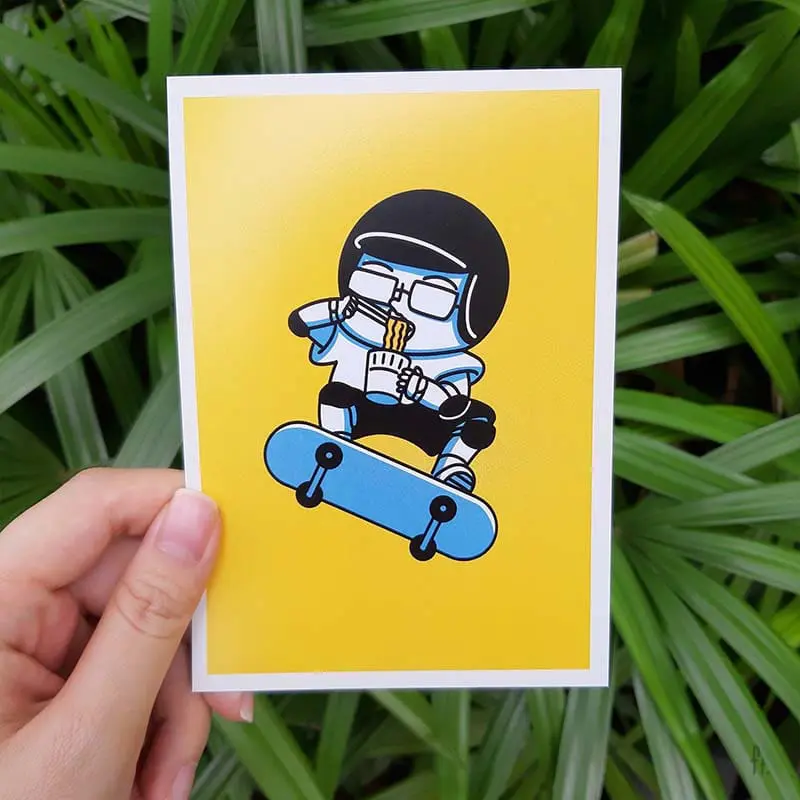 [Post Card A6] PeeYong Postcard Gift | Skate Board Eating Mee