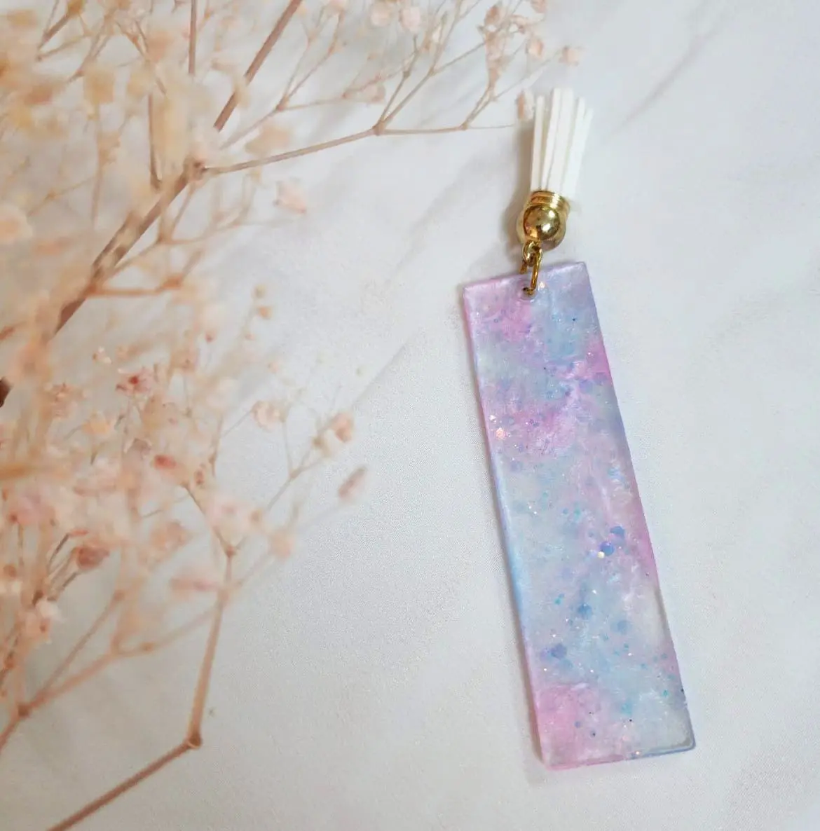 Li'Annette Pastel Blue and Pink Cotton Candy Resin Bookmark