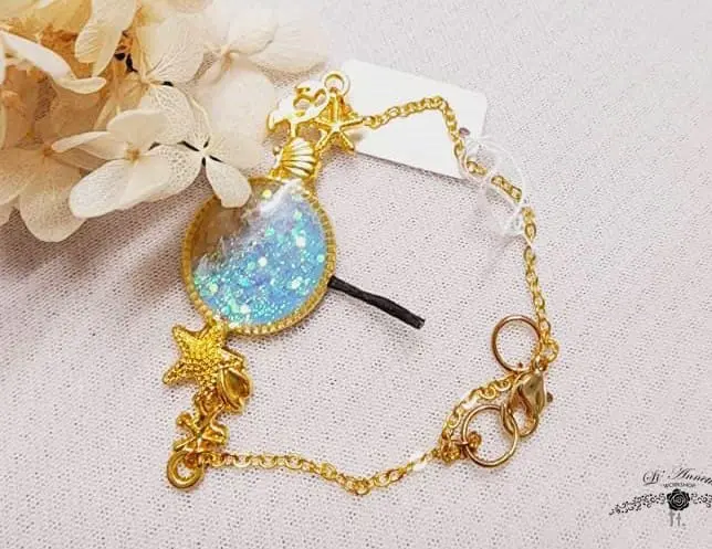 Li'Annette Pastel Blue Ocean Resin Alloy Metallic Bracelet