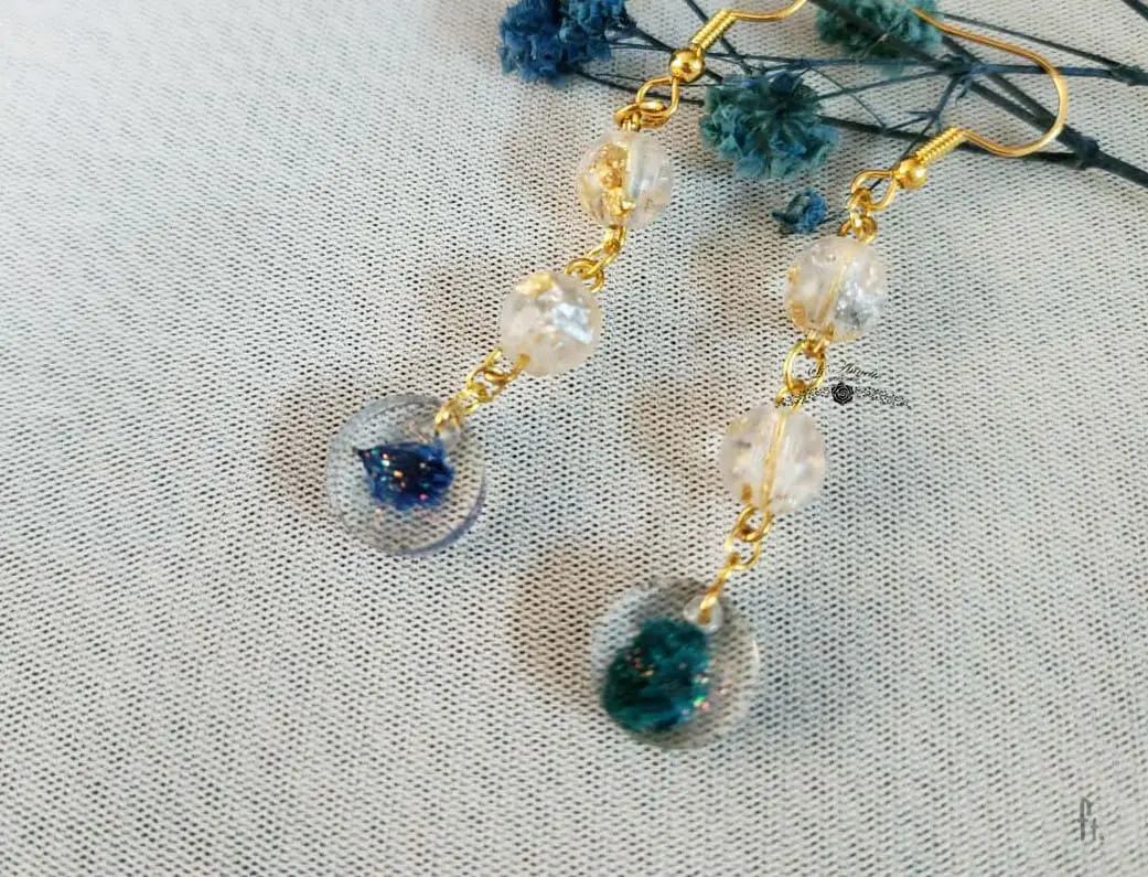 Li'Annette Blue Baby Breath Cottagecore Style Resin Earring
