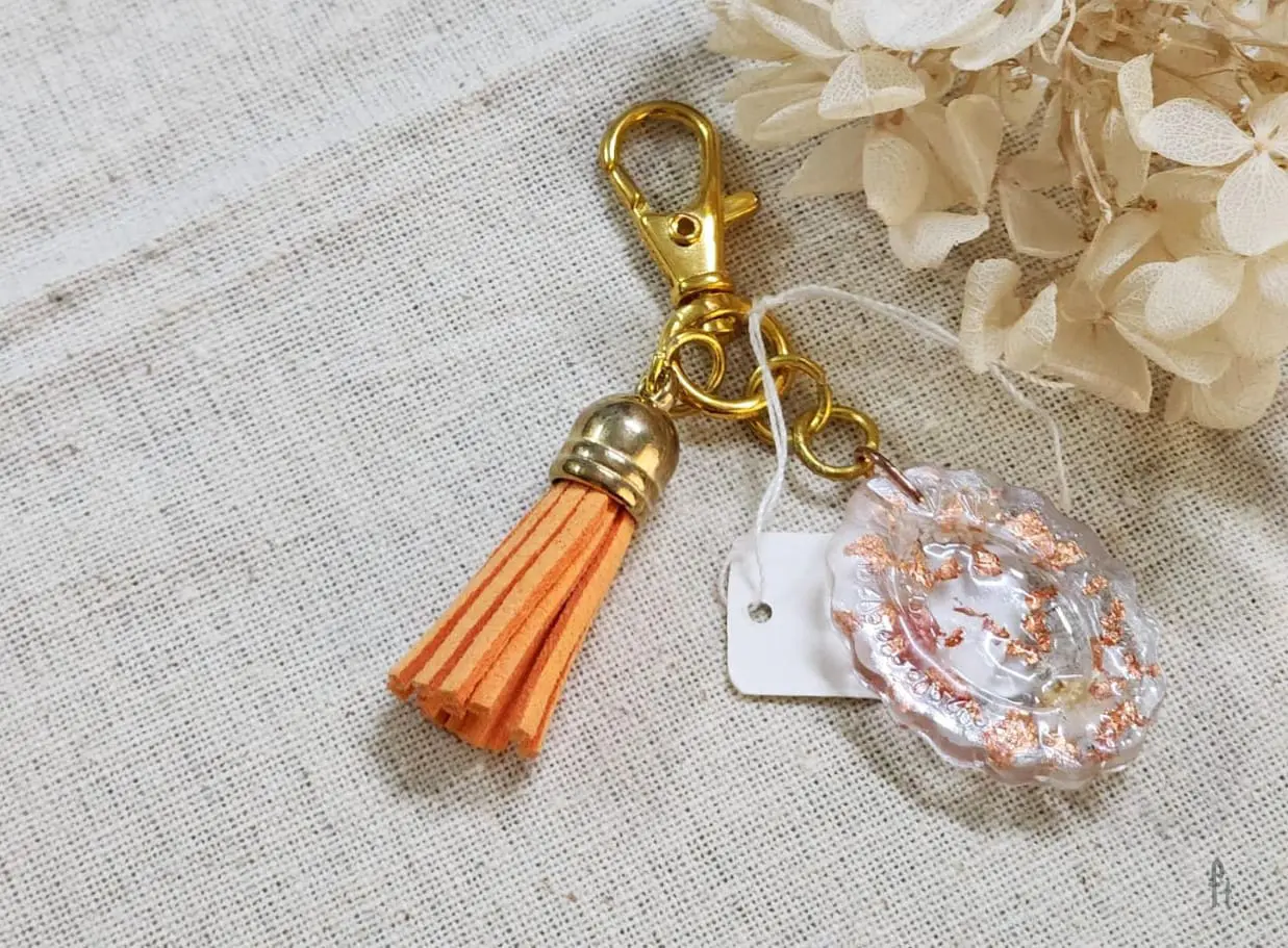 Li'Annette Salmon Cottagecore Resin Metallic Keychain