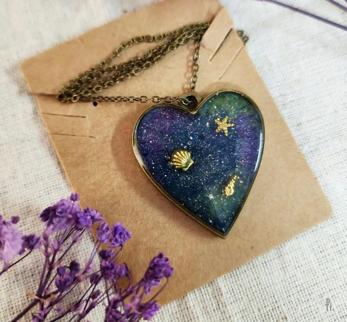 Li'Annette Peacock Ocean Love Resin Necklace