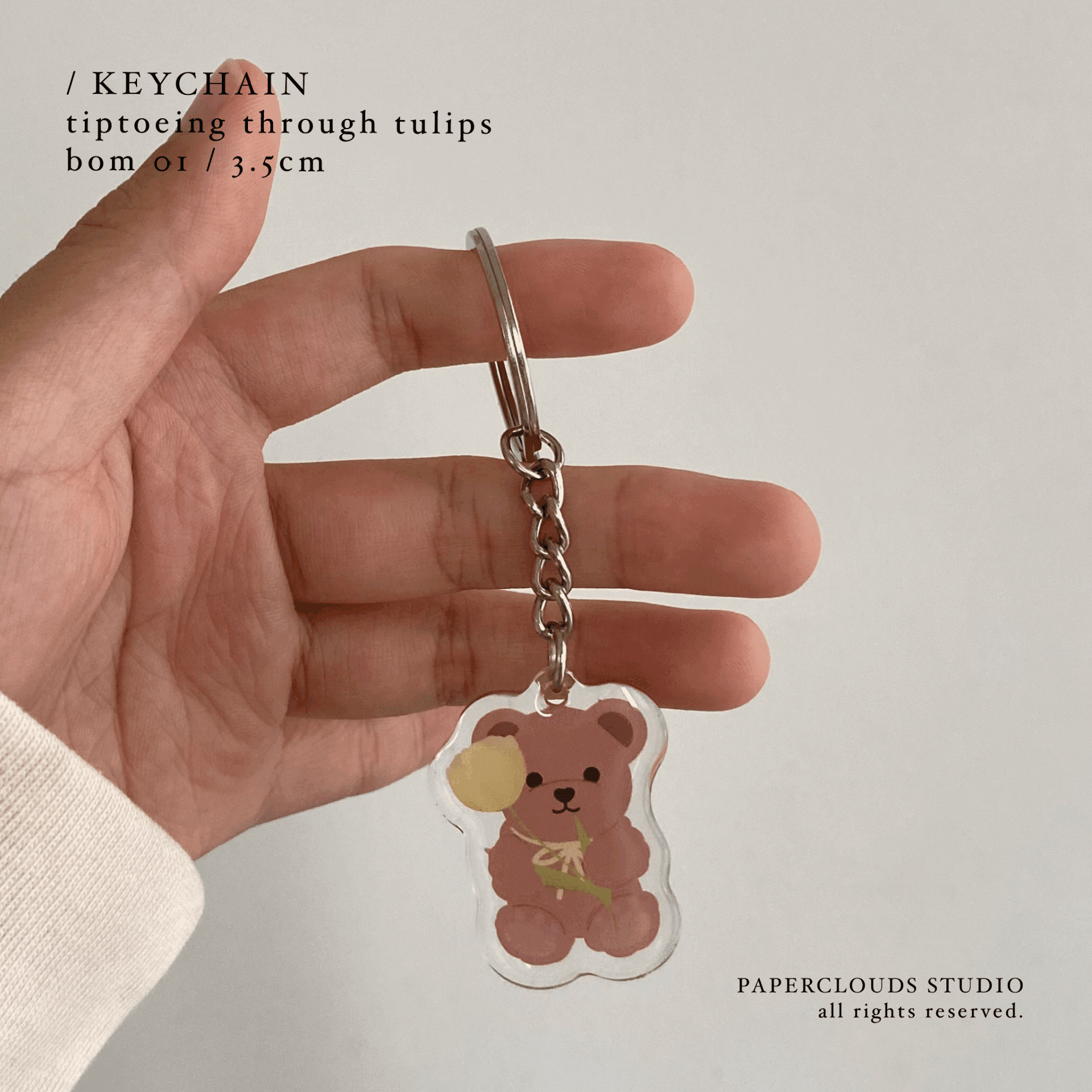 bom 01 - tiptoeing through tulips | pom and bom keychain | paperclouds ☁️