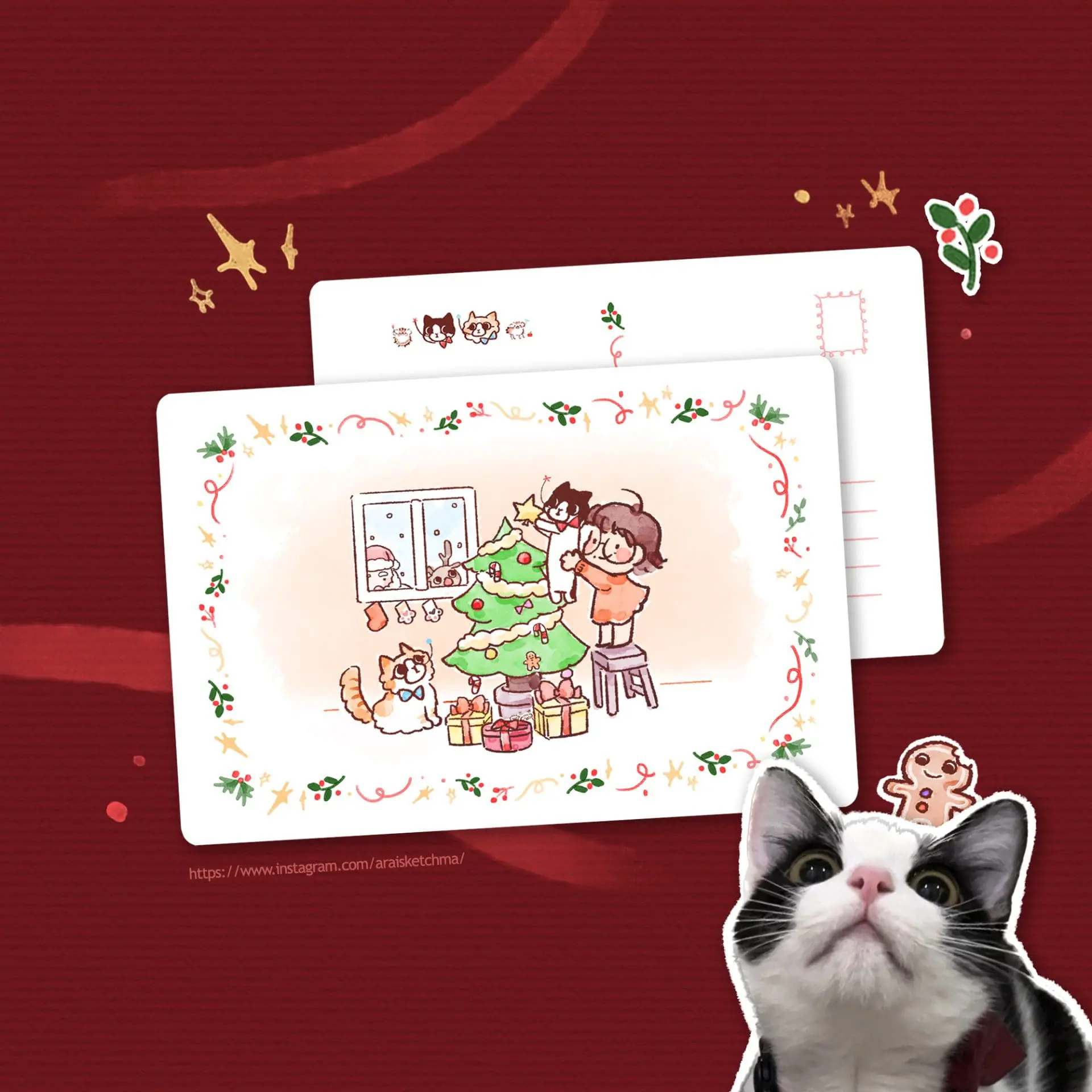 [Postcard A6] Happy Holiday! | Christmas tree