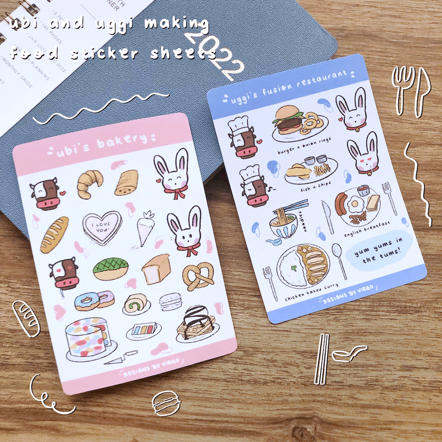 Ubi and Uggi Making Food Sticker Sheets