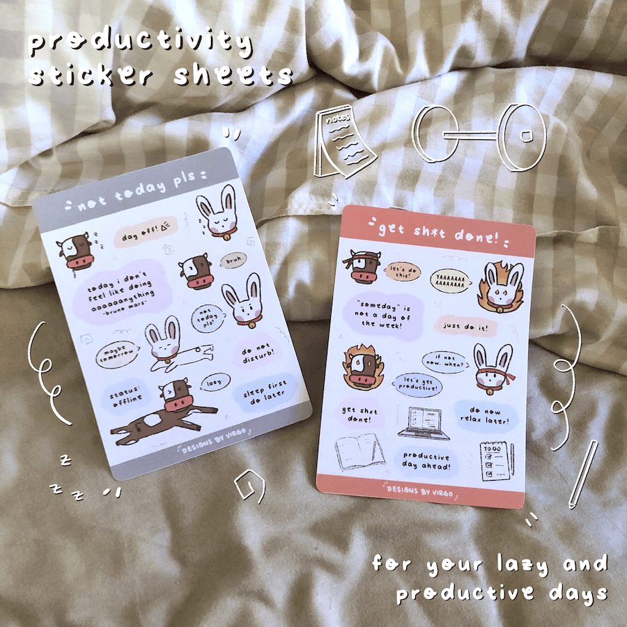 Ubi and Uggi Productivity Sticker Sheets