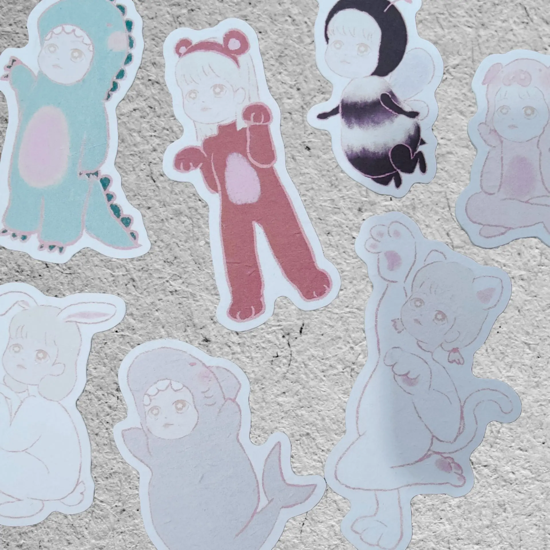 HUMBLEBEE Party Animals Sticker Pack (7 pcs) Cute Gift Stationery