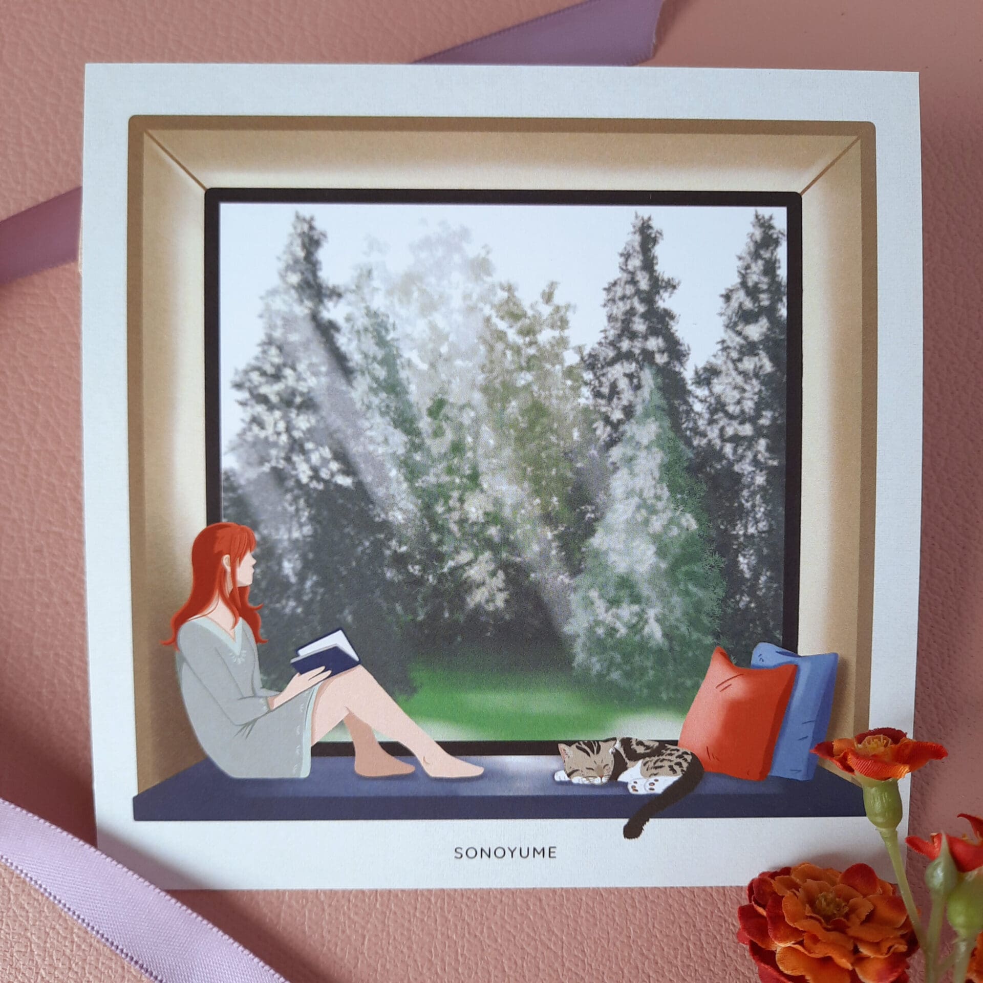 Girl by the window Art postcard | Journaling | Book planner | Scrapbook